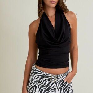 GIRLS NIGHT OUT BLACK COWL NECK TOP